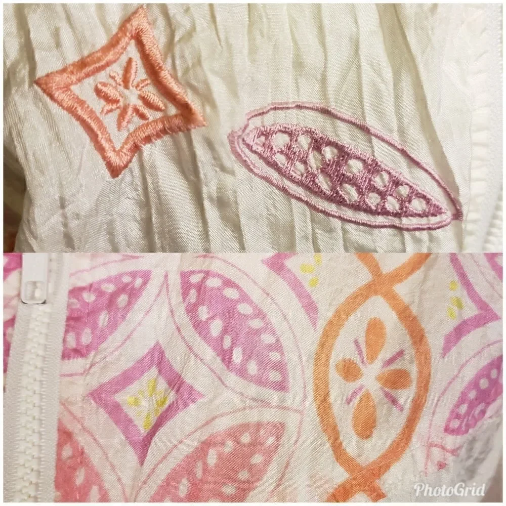 Vintage white pink orange windbreaker size M